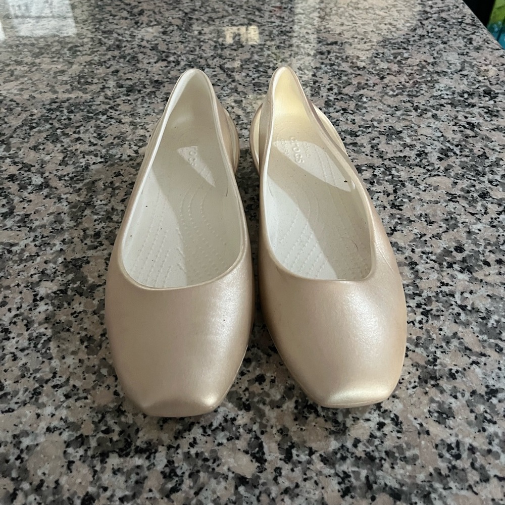 CROCS champagne Ballet Flats 10 worn  once